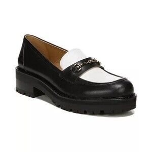NWOT Sam Edelman Tully Black White Slip On Chunky Lug Sole Almond Toe Loafer SZ6
